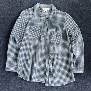 Motherhood Maternity Shirt Womens Large Blue Plaid Button Up Casual Cotton Top